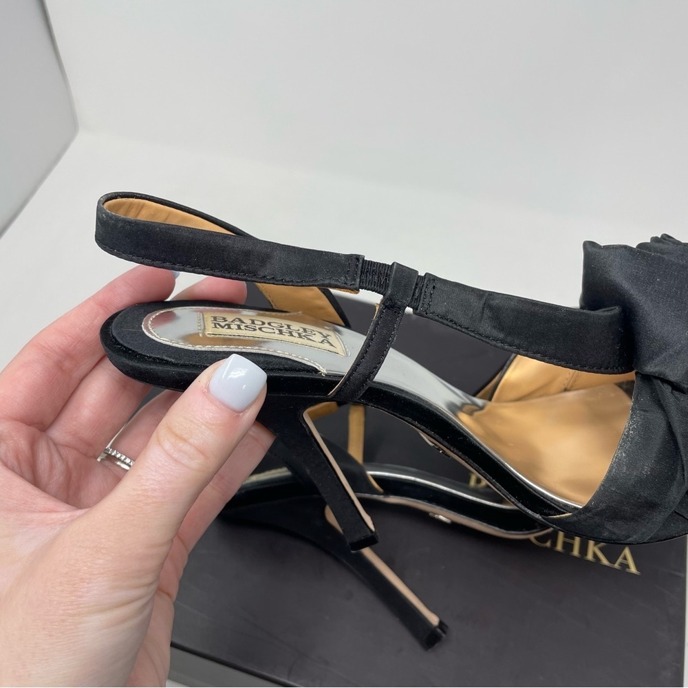 Badgley Mischka Black Lanah Open-Toe Pumps Size 7.5 - Picture 4 of 12